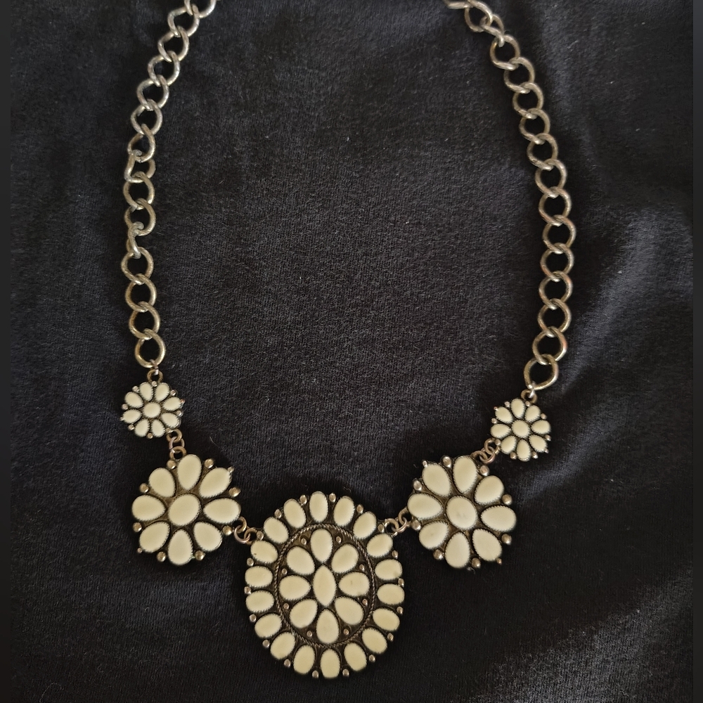 Brass Necklace with Ivory colored stones
